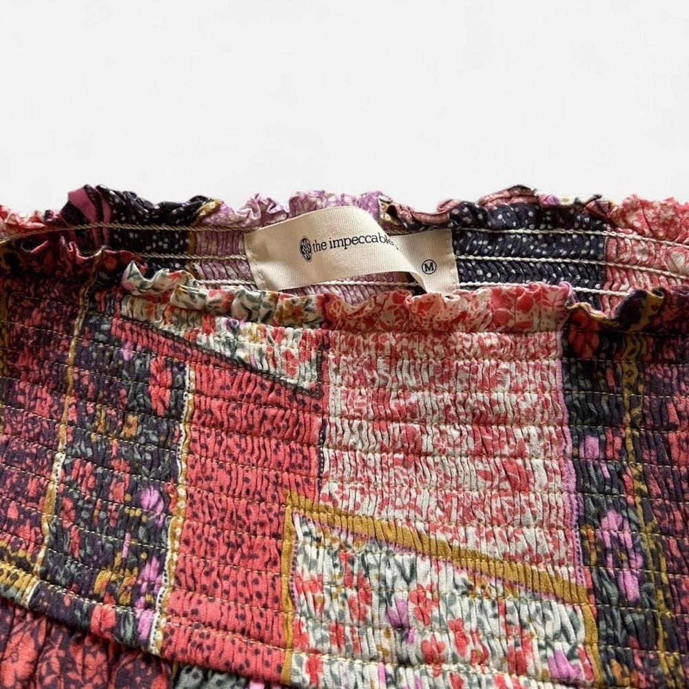 Multi print spring patchwork boho tiered ruffle Flowy skirt size medium - Picture 4 of 5